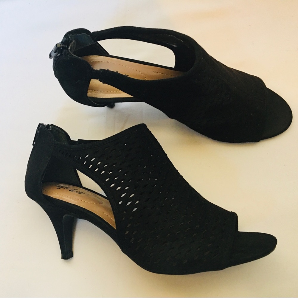 Black Suede Open-toe Mules